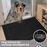 BEQHAUSE Türmatte Innen, super saugfähige Schmutzfangmatte, rutschfeste Maschinenwaschbare Fußmatte, Schmutzfänger Teppich für Hund, Eingang, Haustür, 60x90cm, Schwarz