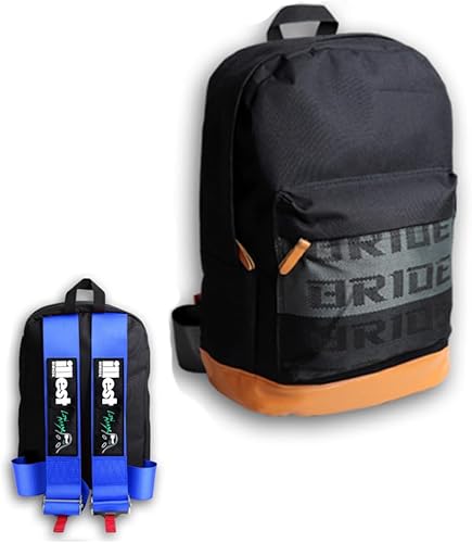 W-POWER JDM Bride Racing Mochila de viaje para laptop, parte inferior marrón con correas de arnés ajustables, Gradación, Illest-bl