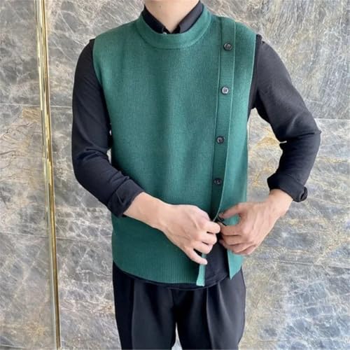 Men's Knitted Sweater Vest Sleeveless Crewneck Business Casual Waistcoat Pullover Top4