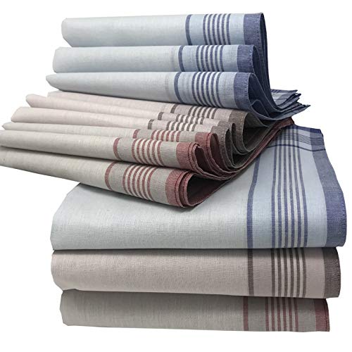 JEMIDI Pañuelos de algodón para hombre - Juego de 12x pañuelo cuadrado de tela de colores para bolsillo nariz para caballero - Lavables a máquina Cover