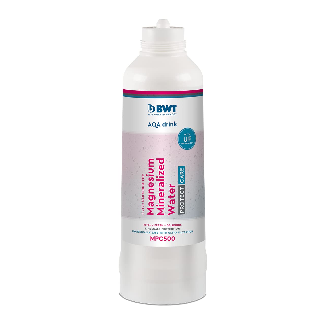 BWT AQA drink MPC500 – Filtro acqua potabile con magnesio e zinco | ultrafiltrazione contro batteri e microplastiche | anticalcare | per dispenser AQA | capacità 2500 litri