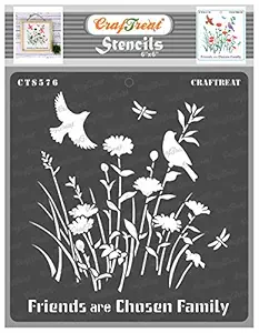 Scenery Stencils for Wall Painting - Friends are Chosen Family - Size: 6X6 Inches - Quotes Stencils for Wall - Resuable Stencils for Quotes - Quotes Wall Stencil for Craft and Art