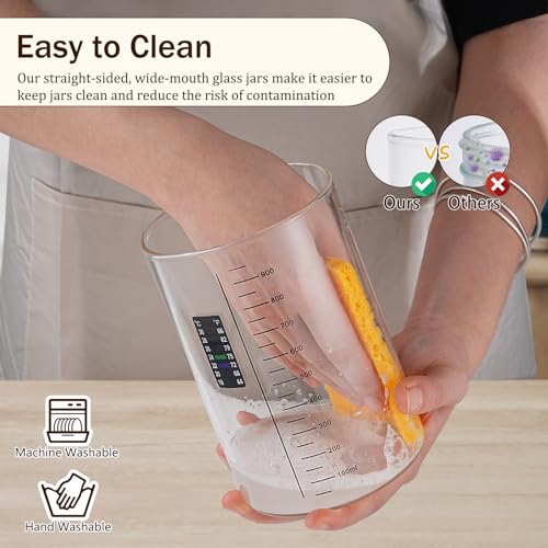 Image of Sourdough Starter Jar Kit,34oz Large Wide Mouth Sour Dough Jar Glass | Sourdough Bread Baking Supplies, Sourdough Tools for Beginners and Pro, Dishwasher-Safe, Borosilicate Glass, 1 Pack