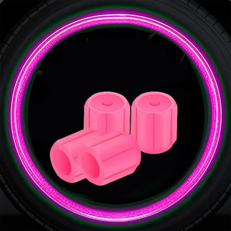 Mr Fix? | Pink | Luminous Wheels Cap Tire Valve Stem, Glow Luminous at Night, Air Caps Cover Fluorescent, Illuminated Auto Car Wheel Valve Stem Caps Cover Set of 4 Compatible with Chevrolet Cruze