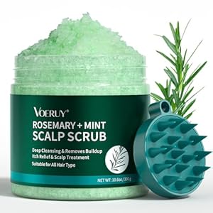 Scalp Scrub, Rosemary Scalp Exfoliator Scrub Shampoo, 2-in-1 Scalp Treatment with Mint Oil, Hair Treatment to Clarify and Remove Build Up with Silicone Scalp Massager, 10.6oz/300g
