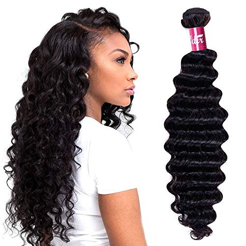 Odir Deep Wave Hair Bundles 1 Bundle 26" Brazilian Human Hair Deep Curly Hair Weave Bundles 9A Unprocessed Brazilian Deep Wave Remy Virgin Human Hair Weft Natural Color
