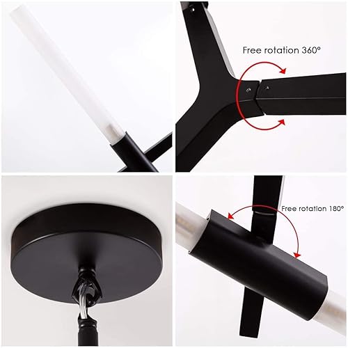 Miniatura 4 de Candelabro industrial moderno de metal de vidrio LED de rama, lámpara colgante, lámpara de techo para sala de estar, comedor (20 luces negras)
