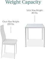 Vista 6 de Best Choice Products Juego de muebles de comedor de 3 piezas, mesa de cocina moderna con superficie de vidrio, para comedor, dinette, ahorro