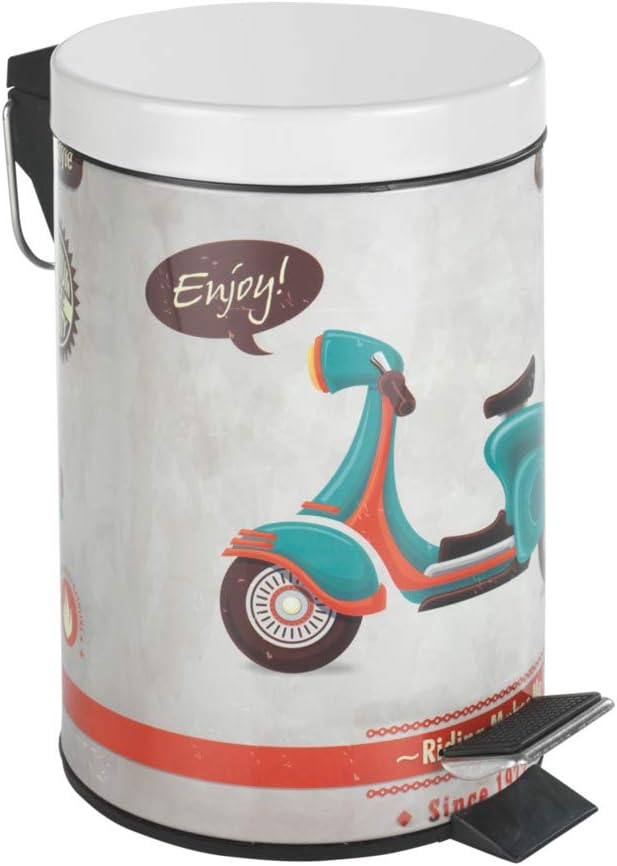 Wenko Pedal bin Vintage Scooter 3l, Multi-Colour, 17 x 17 x 26 cm