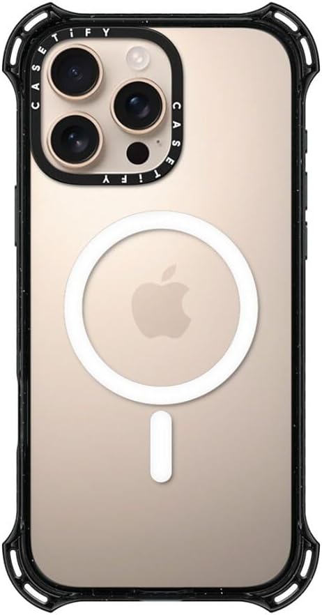 CASETiFY Bounce Case for iPhone 16 Pro Max [Shockproof / 21.3 ft. 6X Military Grade Drop Protection/Compatible with Magsafe] - Clear Black - Image 4