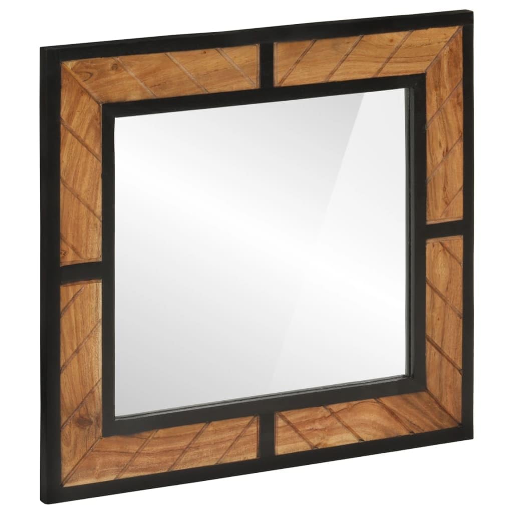 Akazienholz Spiegel 60x55 cm Wandmontage | Rechteckiger Badspiegel, Klares Glas, Für Make-up und Rasur, Platzsparend