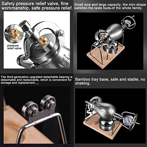 Premium Hand Popcorn Machine Home Small 304 Stainless Steel Grain Amplifier Vintage Nostalgic Mini Popcorn Pops,High Pressure Popcorn Maker Machine Handle Gas Heating Slow Boost With Pressure Gauge #TOP3