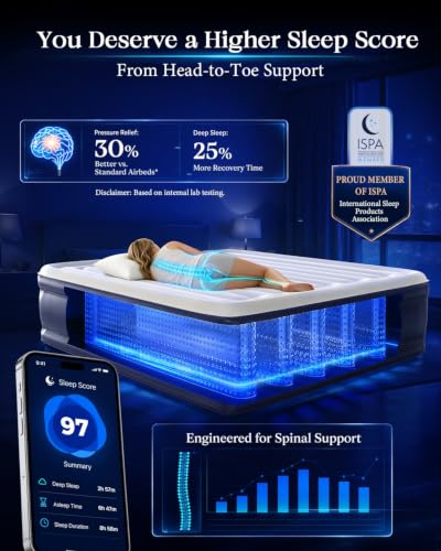 Image of VOSSER California King Air Mattress with Built in Pump Raised