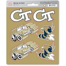 FANMATS 39855 Georgia Tech Decal 6-pk - Works On Hard Surfaces - for Homes, Cars, Trucks, SUVs, Personal Items, Laptops, Cell Phones | Gold | 5 x 6.25 | 6 Various Logos/Wordmark