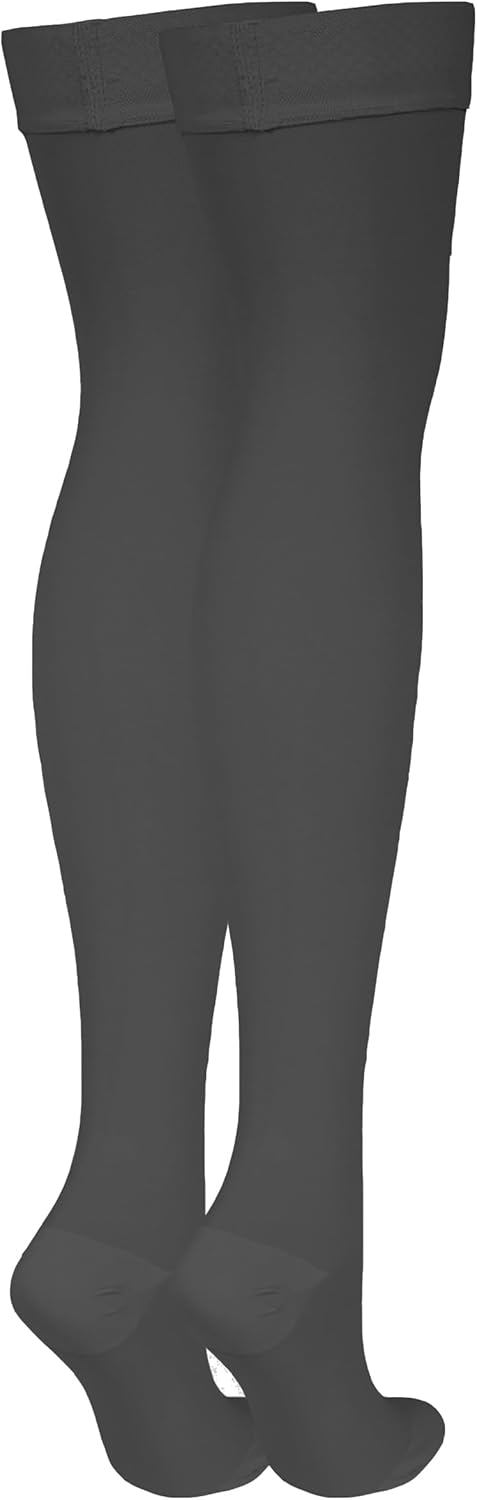 NuVein Medical Compression Stockings, 30-40 mmHg Support, Women & Men Thigh Length Hose, Closed Toe, Black, Medium - Image 5