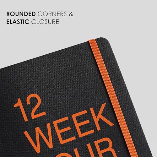 Image of myPAPERCLIP 12 Weeks Productivity Journal | A5 Size, 200 Pages, 80 GSM | Daily log, Goals for the day, Reminders | Bookmark, Elastic closure, Section thread-bound (Black)