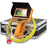 Sewer Camera with Distance Counter and DVR, Pipe Inspection Camera Video System IP68 Waterproof Plumbing Snake Drain Sewer Cam Drain Duct Pipe Camera 7'TFT Monitor 30M/100ft(8GB SD Card Include)