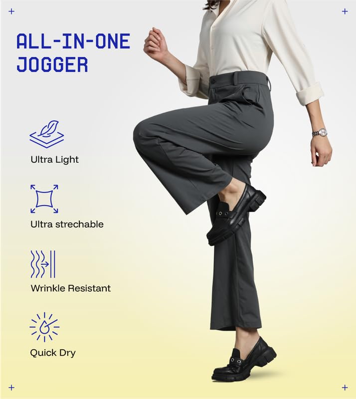 Image of BLUE TYGA Women's Office Joggers | Ultra-Light & 4-Way Stretch | Wrinkle-Resistant & Quick-Dry | No Iron Needed | Power Dressing for Bold, Unstoppable Women