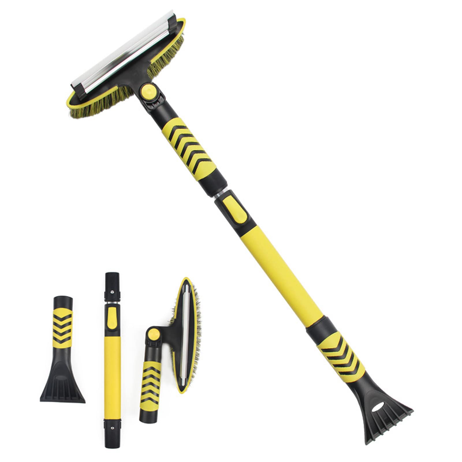 Brosse à Neige Grattoir à Glace Pelle à Neige Grattoir à Glace et Brosse à Glace Extensible de 41,3 Pouces, Grattoir à Neige avec poignée en Mousse Ergonomique pour Voitures, 3 en 1, Jaune