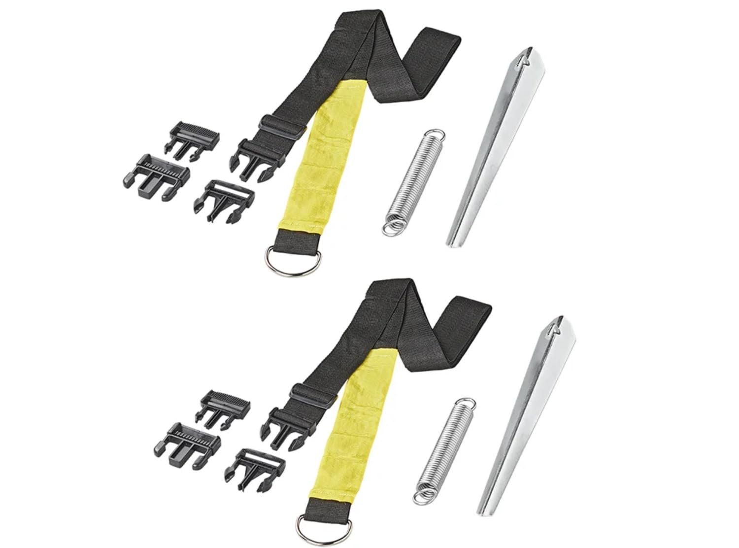 ProPlus 361728 Abspannset Abspannband 2 x 3 Meter mit Erdankern für Vorzelt Markise Wohnmobil Wohnwagen | Nylonband mit Reflexstreifen, 38 cm Erdanker, Zugfedern & Schnellverschlüsse – für Wohnmobil und Wohnwagen