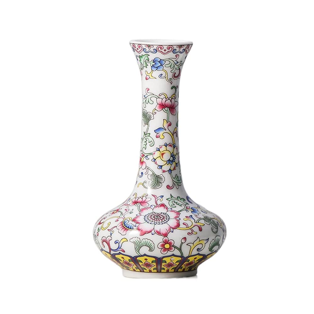asdchZen Enamel Ceramic Vase,Chinoiserie Vase For Flowers, Unique Vase, Decorative Vase For Pampas Grass, Living Room, Bedroom,A