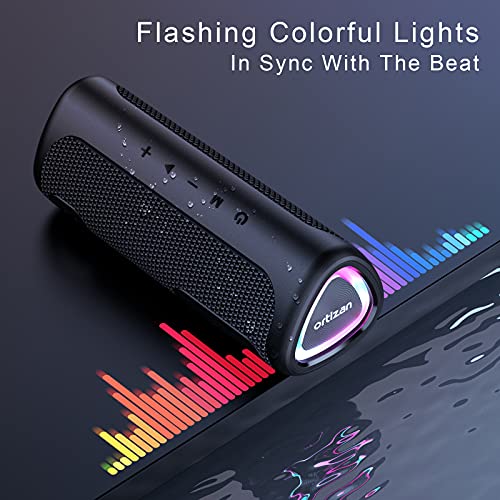 Bluetooth-luidspreker-IPX7-Waterdichte-draagbare-Bluetooth-luidspreker-met-LED-verlichting-draadloze-buitenluidspreker-24W-luid-stereo-geluid-hifi-fi-geluid-en-extra-bas-30h-speeltijd-dubbele-combinat