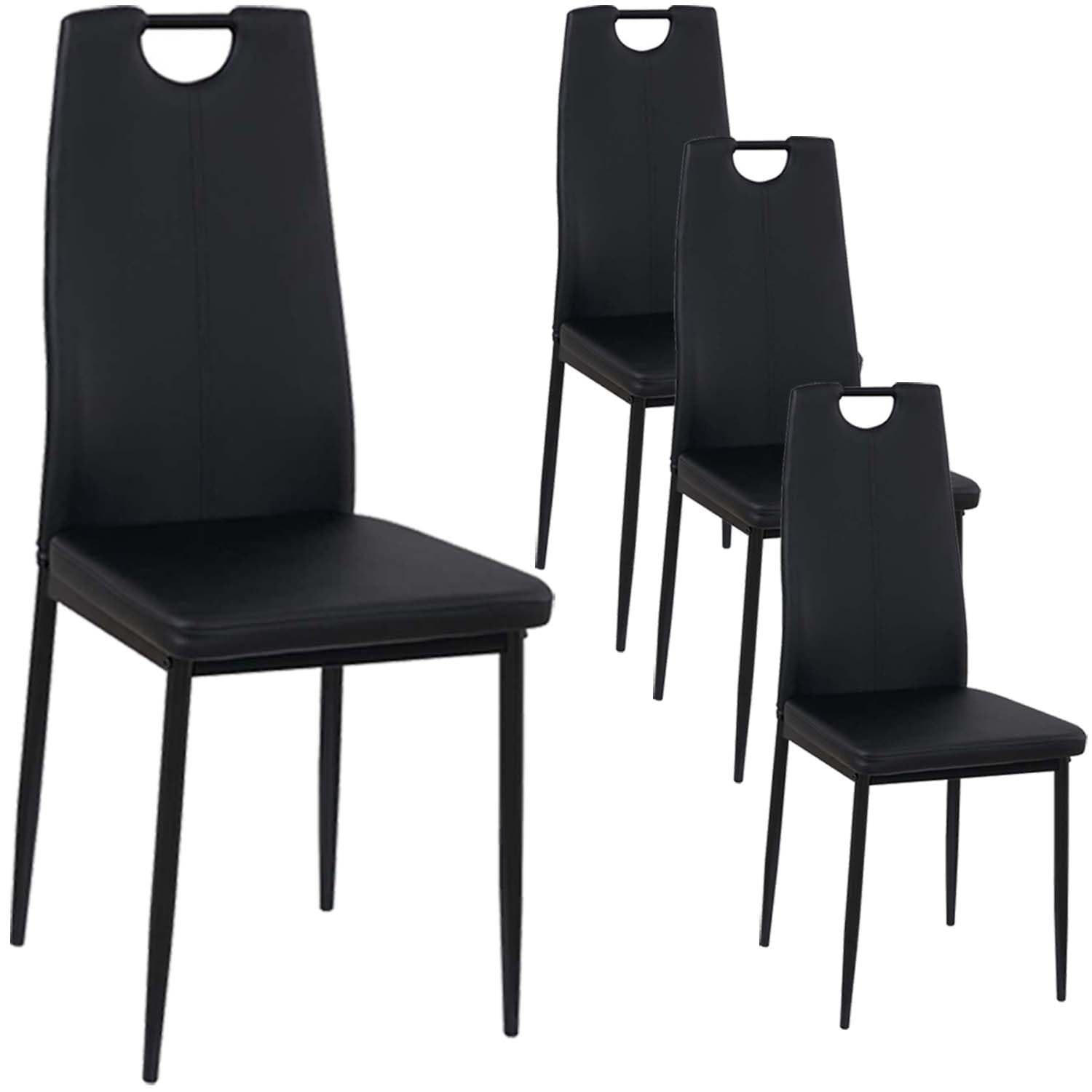 buybyroom Sillas de Comedor Pack 4, Sillas Cocina Acolchadas Modernas, Patas de Metal, Aptas para Sillas de Salón, Cocina, Oficina de Invitados, Negra