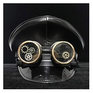 XATIHLIS Retro zwart lederen vizierpet Steampunk hoed corticale bril kostuum cosplay accessoires hoed (kleur: zwart…
