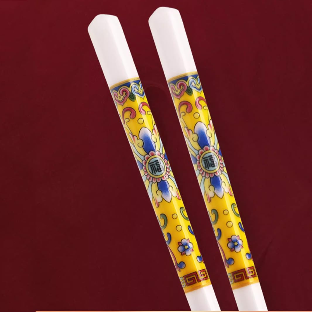 Coffret cadeau de baguettes en porcelaine chinoise, coffret cadeau de 10 paires de baguettes réutilisables lavables au lave-vaisselle avec étui, baguettes en céramique d'os de haute qualité avec