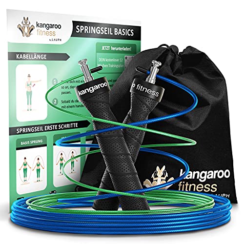Corde a Sauter Sport Crossfit avec Corde de Rechange Sac et Plan d'exercice vert - Crossrope Jump Skipping Rope - Corde à Sauter Crossfit Boxe Sport - Cordes...