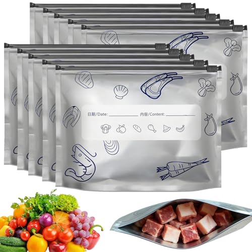 10PCS Reusable Aluminum Foil Sealable Storage Bags,Leakproof Food-Grade Aluminum Foil