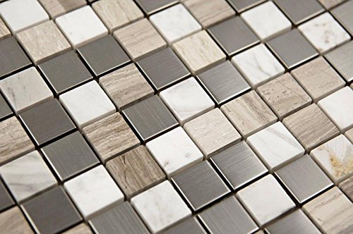 Stainless Steel Interlocking Pebble Floor Tile | Kitchen, Bathroom, and Patio Flooring | Indoor and Outdoor Use | Stone Mix Mosaic| Quick and Easy Grout Installation
