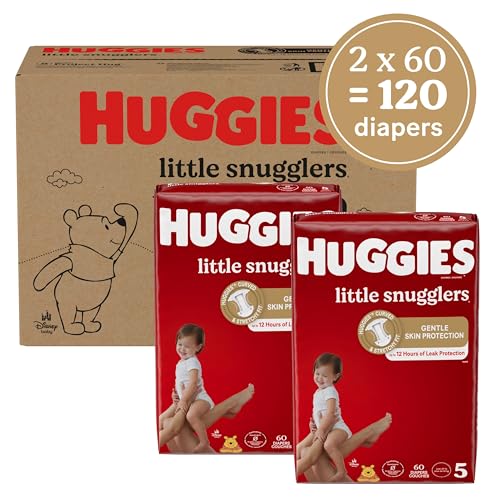 Image of Baby Diapers Size 5 (27+ lbs), 120ct, Huggies Little Snugglers