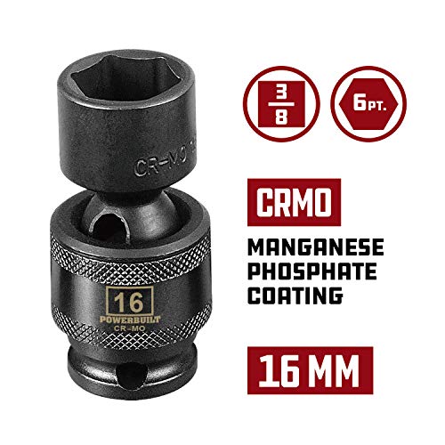 Powerbuilt 3/8" Drive 6 Pt. Metric Universal Impact Socket 16Mm - 647227 #TOP1