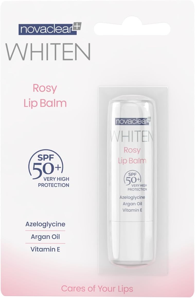 Whiten Rosy Lip Balm with SPF 50+ – Nourishing Lip Lightening formula with Alpha Arbutin, Hyaluronic Acid and Vitamin E for Dark Lips