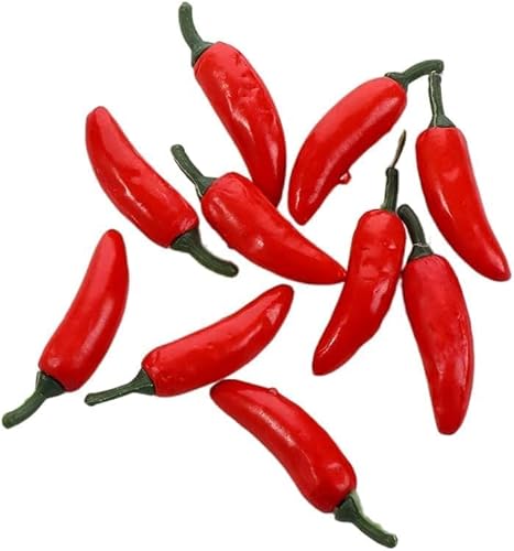 Nlinlin 10Pcs Red Simulation Chili,Artificial Plastic Chili Pepper Plants Plastic Fake Vegetables Artificial Vegetables for Home Decoration Fake Pepper Suitable for Kitchen Decor