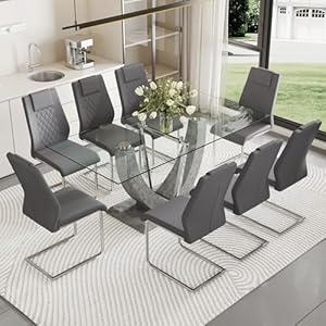 Glass Dining Table Set for 8, 9 PCS...