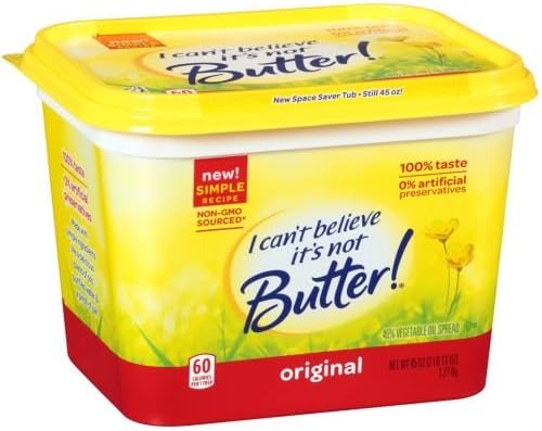 I Cant Believe Its Not Butter Original Yellow Spread, 45 Ounce -- 6 per case.
