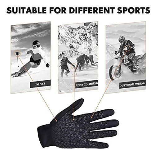 Aotlet Thermische winterfietshandschoenen voor heren of dames, waterdicht touchscreen, zwart