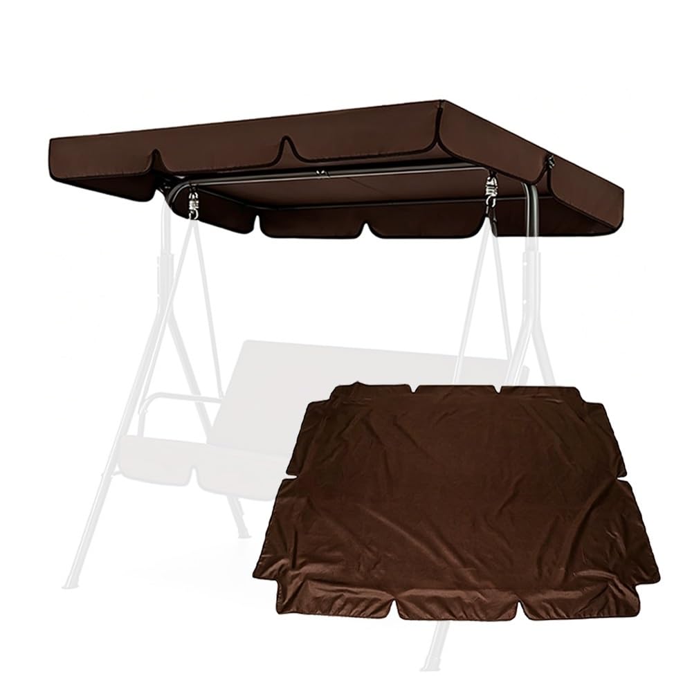 Porch Swing Canopy Replacement Top Cover Outdoor Swing Canopy 3 Seater Waterproof Top Cover for Patio Garden Yard(Coffee,190x132cm)
