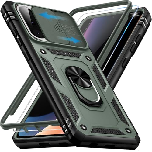 Giyer Armoured Case for Samsung Galaxy A17 Case with Screen Protector, Mobile Phone Case A17 4G/5G Case with Camera Protection, 360° Metal Ring Stand, Shockproof Protective Case for Samsung A17 5G