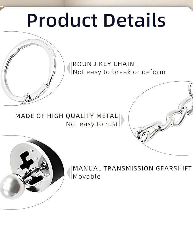 Image of Gear Shift Keychain for Car Lovers, 6 Speed Manual Transmission Gearbox Keyring, Metal Shifter Lever Accessory, Automotive Gift for Men, Boys & Enthusiasts(Pack of 1,Multicolor)