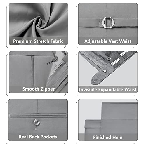 Lupurty Suits For Men, 3 Piece Men's Suit Slim Fit, Solid Jacket Vest Pants With Tie, One Button Tuxedo Set, Light Grey Xl #TOP5