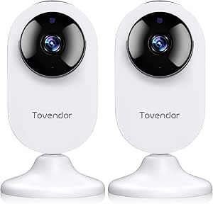Tovendor 2pc Mini Smart Home Camera, 1080P 2.4G WiFi Security Camera Wide Angle Nanny Baby Pet Monitor with Two Way Audio, Cloud Storage, Night Vision, Motion Detection asin的图片