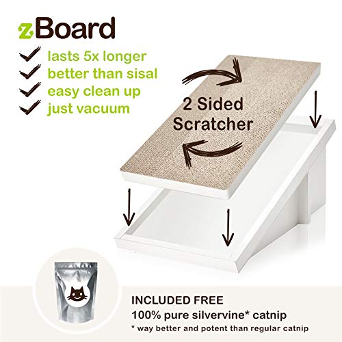 Way Basics Premium Cat Scratcher Incline Wedge Scratchy Ramp - Reversible Zboard Lasts 5X Longer (Free Silvervine Organic Catnip) #TOP5