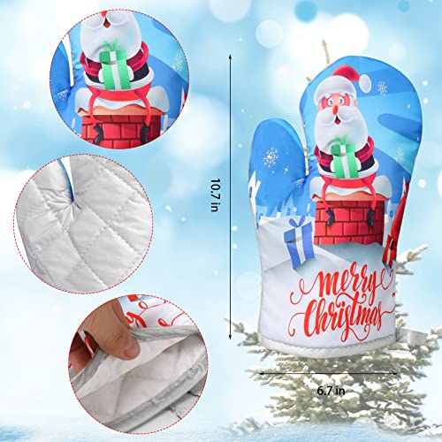 Lucleag 6 Pack Christmas Oven Mitts Potholders And Towels Set, Christmas Santa Oven Mitts Pot Holders Towels Heat Resistant Non-Slip Cooking Gloves Bbq Cooking Baking Grilling #TOP1