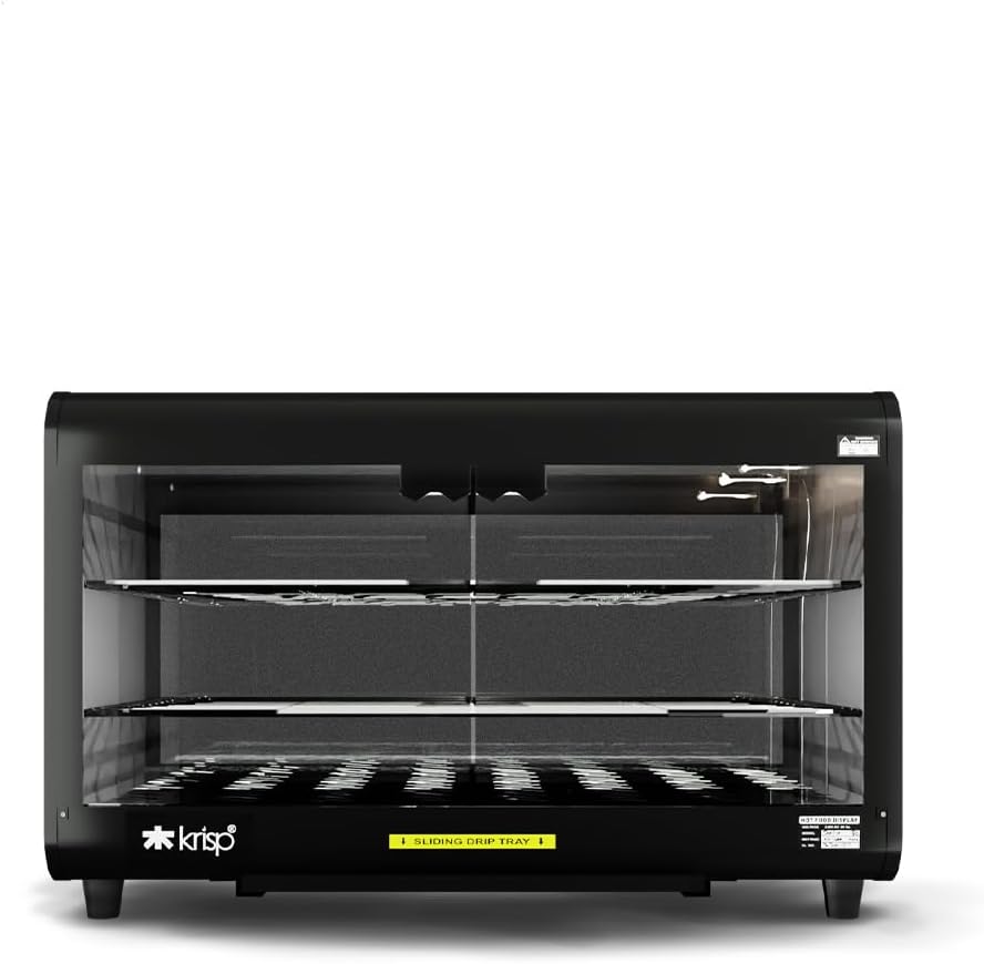 KRISP Trio Electric Hot Case Sliding Door/Patties Warmer/Food Warmer Oven Outer Door Glass (Black)