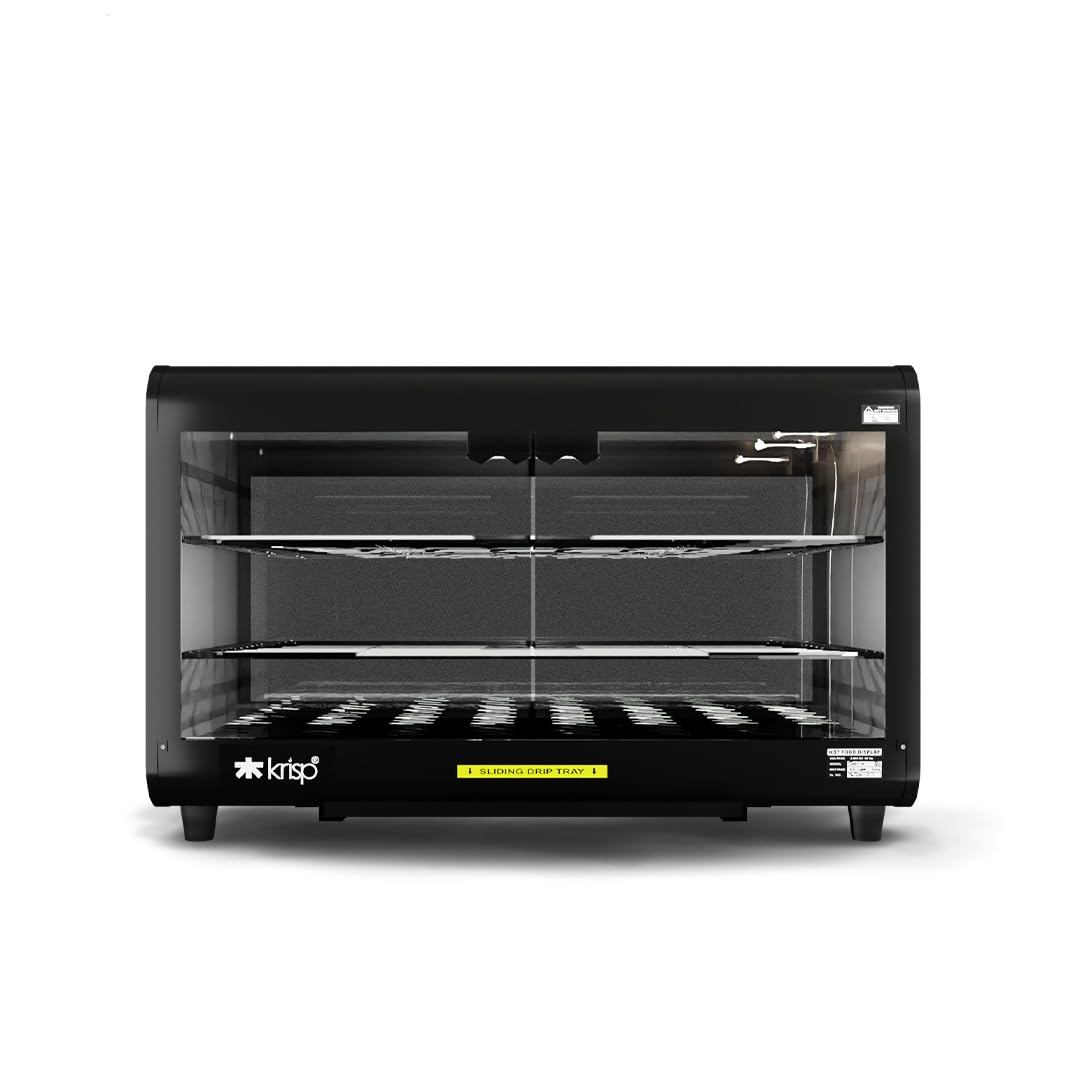 KRISP Trio Electric Hot Case Sliding Door/Patties Warmer/Food Warmer Oven Outer Door Glass (Black)