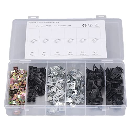 320Pcs Carbon Steel Plate Spring Nut for M5 Leaf Spring for M4 Decoration Steel Leaf Spring Speed Nuts