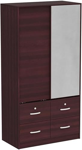 Miniatura 5 de Better Home Products Armario de puerta corrediza doble Sarah con espejo en caoba